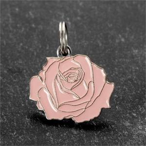 Chine Fabricant Personnalisé Populaire Laser Gravure Or Argent Métal Doux Émail Rose Rouge Rose Fleur Porte-clés Pet Chien Chat ID <span class=keywords><strong>Tag</strong></span> - Product Image 3