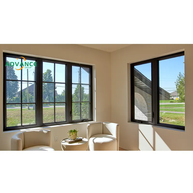 Avanzamento 2024 stile europeo in alluminio materiali doppi vetri moderna finestra a battente in alluminio con persiane