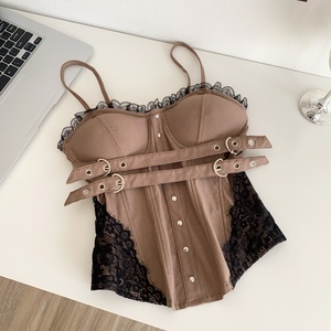Top Corsé Sexy de Verano para Mujer, con Encaje y Malla, Tirantes Finos, Diseño Transpirable - Product Image 2