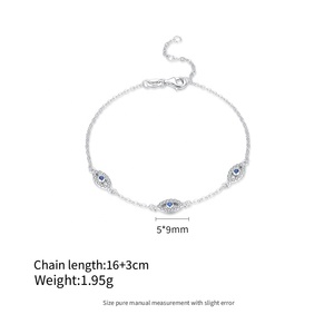 Bracciale da donna in argento Sterling 925 placcato oro <span class=keywords><strong>18K</strong></span> con zirconi blu con ciondolo da donna - Product Image 3