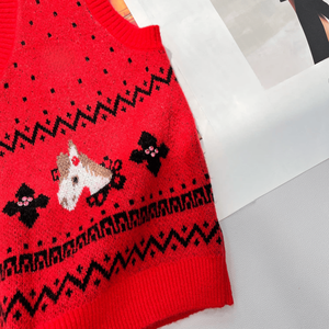 Camiseta sin mangas de punto estilo nórdico vintage para mujer, chaleco de punto con cuello en V, uso diario - Product Image 5