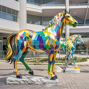 야외 대형 동물 유리 섬유 유리 조각 페인트 말 장식품 쇼핑몰 호텔 상업 스트리트 플라자 장식 - Product Image 1