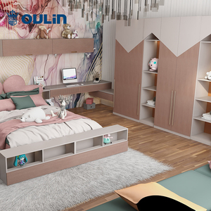Rosa carino camera dei bambini con armadi in legno per i bambini e scrivania del computer di personalizzazione - Product Image 3