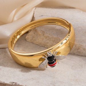 Ensemble bracelet et bague abeille, bijoux insectes dorés, accessoire de mode pour femmes - Product Image 2