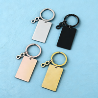 Porte-clés rectangulaire en acier inoxydable Ywyougang avec breloque infini, personnalisable, gravable, design vintage 3D double face, multicolore, idéal pour les cadeaux