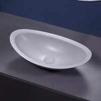Éviers de Surface Solide Blanc Mat à Bord Mince Lavabo en Pierre Artificielle Lavabo en Résine Lavabo en Pierre Moulée