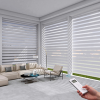 Persianas Zebra ZSTARR Super Blackout de Doble Capa con Tela Blanca y Banda Transparente, Motorizadas e Inteligentes para Oficina, Hogar y Sala de Estar