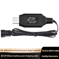 Batterie au lithium de haute qualité pour jouet télécommandé 7,4 V 1000 mA, prise SM-4P, câble de charge USB pour drone