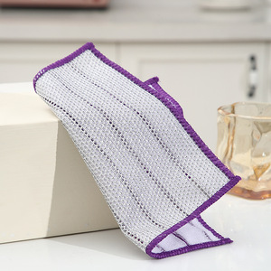 Chiffon de nettoyage en tissu composite blanc rayé avec fil argenté, absorbant l'humidité, pour la maison et la cuisine - Product Image 2