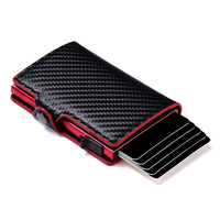 Dompet Lipat Serat Karbon Anti Maling Anti RFID Kulit Otomatis untuk Pria - Promo!