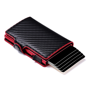 Hot Sale Carbon Fiber Pop up <b>Wallet</b> Cartera Hombre Carbono Anti-theft Anti-rfid Leather Slide Auto Card <b>Holder</b> for Men - Product Image 1