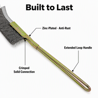 Brosse métallique à manche en métal, petite taille, en acier ondulé, pour le débavurage, la finition des bords et le nettoyage des pièces de machines