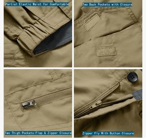 Pantalones cortos tipo cargo para hombre, con tejido de secado rápido, cintura elástica ligera, ideales para senderismo, pesca y viajes. - Product Image 3