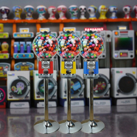 Distributeur automatique de bonbons à bulles de type globe, grande taille, boîte à monnaie amovible, support unique, en alliage d'aluminium et PC, mécanique, à monnayeur 1