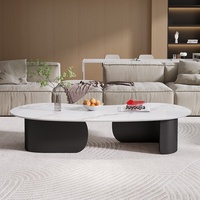 Table basse en métal noir de luxe léger, style moderne et minimaliste, avec plateau irrégulier en dalle italienne, pour la maison, le bureau et le salon