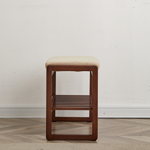 Solid Wood Shoe <b>Bench</b> Walnut Color With <b>Cushion</b> <b>Storage</b> Rack Organizer - Product Image 2