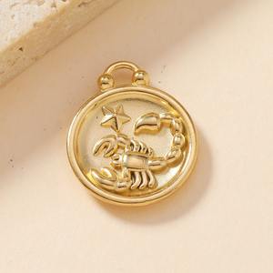 Liontin Zodiak Horoskop Konstelasi Berlapis Emas 18K dari Baja Anti Karat untuk Perhiasan DIY - Product Image 3