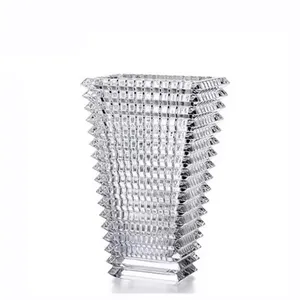 Горячая современная элегантная Роскошная ваза из прозрачного стекла, прямоугольная яркая серия, художественная ваза, свадебные украшения, украшение для дома, подарок