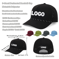 Casquette de baseball unisexe pour sports de plein air, respirante, en polyester, séchage rapide, perforée, avec logo personnalisé imprimé, 5 panneaux