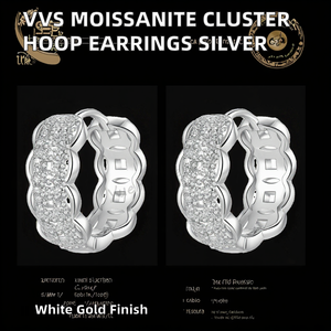 VVS D Color Moissanite <b>Hoop</b> Huggie Earrings 925 <b>Sterling</b> <b>Silver</b> 18K White Gold Plated Brilliant Cut Iced Cluster Jewelry women - Product Image 2