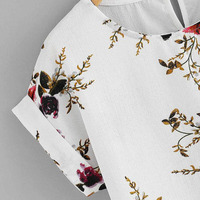 Blusa de Moda de Verano con Estampado Floral Pulóver Casual para Damas Camisa de Manga Corta para Mujer con Cuello Redondo