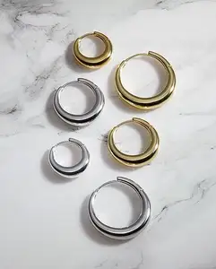 14K Gold Plated Ring Earrings | Small Silver Hoops | Thick And Lightweight Hoop Earrings Hoop Earrings