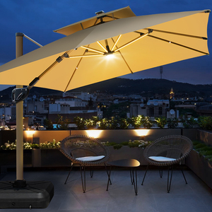 Sombrilla <span class=keywords><strong>de</strong></span> Patio <span class=keywords><strong>de</strong></span> Lujo para Exteriores con Bases Resistentes para Jardín, Restaurante, <span class=keywords><strong>Playa</strong></span>, Parasol <span class=keywords><strong>de</strong></span> Jardín Ambulatorio con Luces LED - Product Image 3