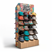 Support d'affichage en carton pour casquettes de baseball, présentoir de sol en carton, unités de présentoir de chapeaux en carton, présentoir de vêtements en carton pour t-shirts