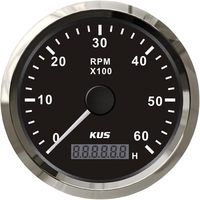 Tachometer KUS 0-6000RPM dengan Penghitung Jam, Lampu Latar, Tahan Air, Cocok untuk Kapal Pesiar, Mobil, RV, Tachometer Mesin