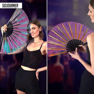 Vente en gros Ventilateur à manivelle en bambou Grand modèle décoratif de 33cm en PVC pour la fête Modèle peint Souvenirs Cadeaux d'affaires - Product Image 6