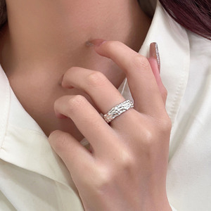 Anillo Ancho de Plata de Ley S925 Ruitai con Textura Irregular, Unisex, para el Dedo Índice, Uso Diario - Product Image 4