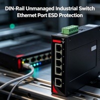 Switch industriel non géré 8 ports Gigabit sur rail DIN, adaptatif 10/100/1000M, RJ45 Plug & Play pour armoire de commande