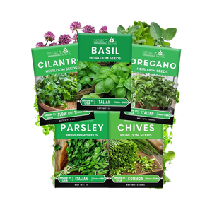 Kit de 5 variétés d'herbes, motif carré, fibres végétales, comprenant origan, coriandre, persil, <span class=keywords><strong>basilic</strong></span>, <span class=keywords><strong>ciboulette</strong></span> - Product Image 1