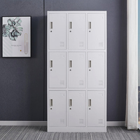 Casier de rangement pour vêtements en acier verrouillable à 9 portes pour vestiaire d'hôpital, grande capacité et conception durable