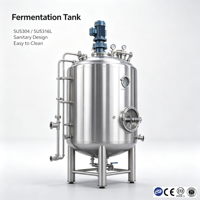 Cuve de Fermentation en Acier Inoxydable 100L-10000L avec Système CIP, PLC et Moteur pour Brasseries, Vins, Vinaigres et Hôtels