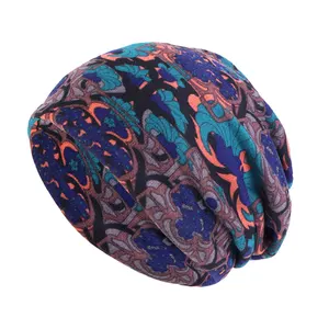 Colorful Pattern Hats Wholesale African Style Beanie Jersey Knit Hair Protection Elastic Chemo Caps