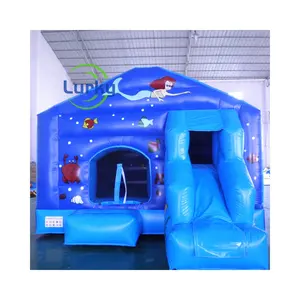 Mondgang aufblasbarer Hüpfburg-Springber Blue Bounce House Rutsche