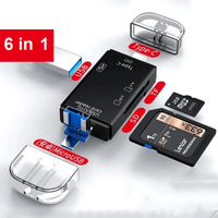 6 en 1 de alta velocidad tipo C Micro USB 2,0 a SD TF lector de tarjetas de memoria adaptador OTG para teléfono móvil Pc accesorios de Audio y vídeo