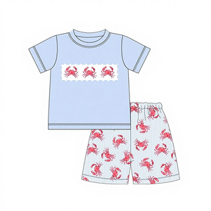 ชุดเสื้อผ้าเด็กผู้ชายลายปูแดง BSSO1798 แบบสั่งทำพิเศษ ชุดฤดูร้อน ขายส่ง - Product Image 1