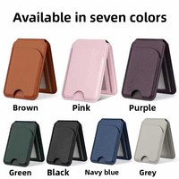 Dompet Kartu Kredit Magnetik Bisnis Fashion Portabel Bahan PU Penyangga Ponsel Kantong Kartu ID Kompatibel dengan Perangkat Keras MagSafe