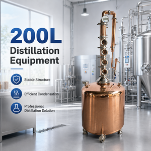 Distillateur d'alcool continu Teve 200L haute performance en cuivre/acier inoxydable pour vin, whisky et <span class=keywords><strong>éthanol</strong></span> - Product Image 2