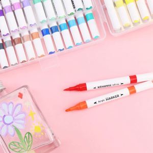 MONDOF 36 Colors Dual Tip Acrylic Marker <b>Pen</b> Set with Bullet Nib 4MM Fine Tip Customizable Pastel Colors for Drawing China - Product Image 5