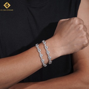 Instock Hot Sale Heart Shape 925 Silver Hiphop Jewelry <b>Iced</b> <b>Out</b> VVS Moissanite Diamond Cuban Bracelet - Product Image 3
