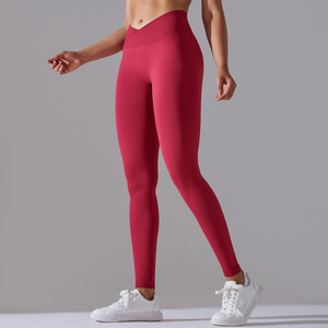 Pantalones de Yoga sin Costuras para Mujer, Leggings Deportivos de Cintura Alta con Corte en V, Personalizados para Gimnasio, Venta al Por Mayor - Product Image 4