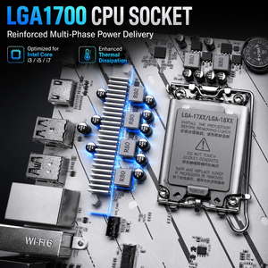 Carte mère JGINYUE <span class=keywords><strong>H610</strong></span> LGA1700 DDR4 ITX M-ATX pour jeux, compatible avec les processeurs de 12e, 13e et 14e génération, 2x M.2 NVMe, double sortie vidéo, PC - Product Image 3