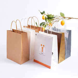 Vente en gros <span class=keywords><strong>prix</strong></span> <span class=keywords><strong>d</strong></span>'usine de sac de transport en papier cartonné noir écologique de luxe sac à provisions en papier emballage cadeau double sac - Product Image 1