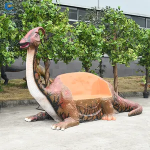 CCFD02工場でカスタマイズされたグラスファイバー恐竜リアルな樹脂パラサウロロフス恐竜ベンチ庭の装飾用