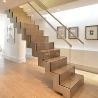 Escalier pliant en acier et bois Prima pour salon de villa, usage intérieur - Design moderne, sûr, écologique et durable
