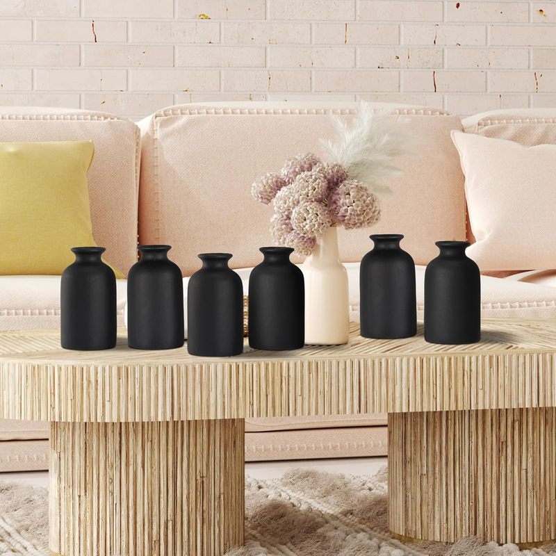 Elegant Black Ceramic Tabletop Vase Art