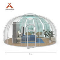 Dôme géodésique rond extérieur Kawagebo Kamp (KK) de 6 m / 19,7 pi de diamètre, tente de restaurant, glamping, maison bulle